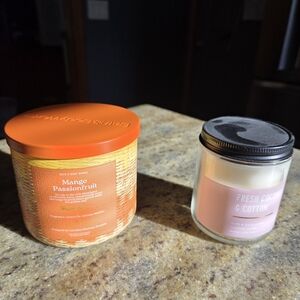 Bath & Body Works Mango Passionfruit and Fresh Cocoa & Cotton Candles